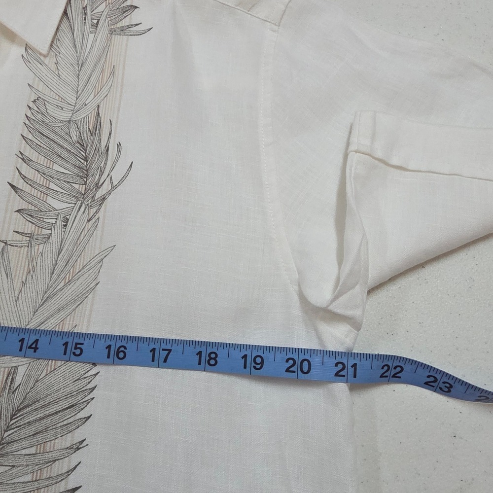 Cubavera Mens Small 100% Linen Short Sleeve Palm Leaf Graphic Button Down Shirt - Picture 6 of 7